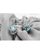 Vintage craft Earrings Aquamarine Sterling silver 925 vec117s